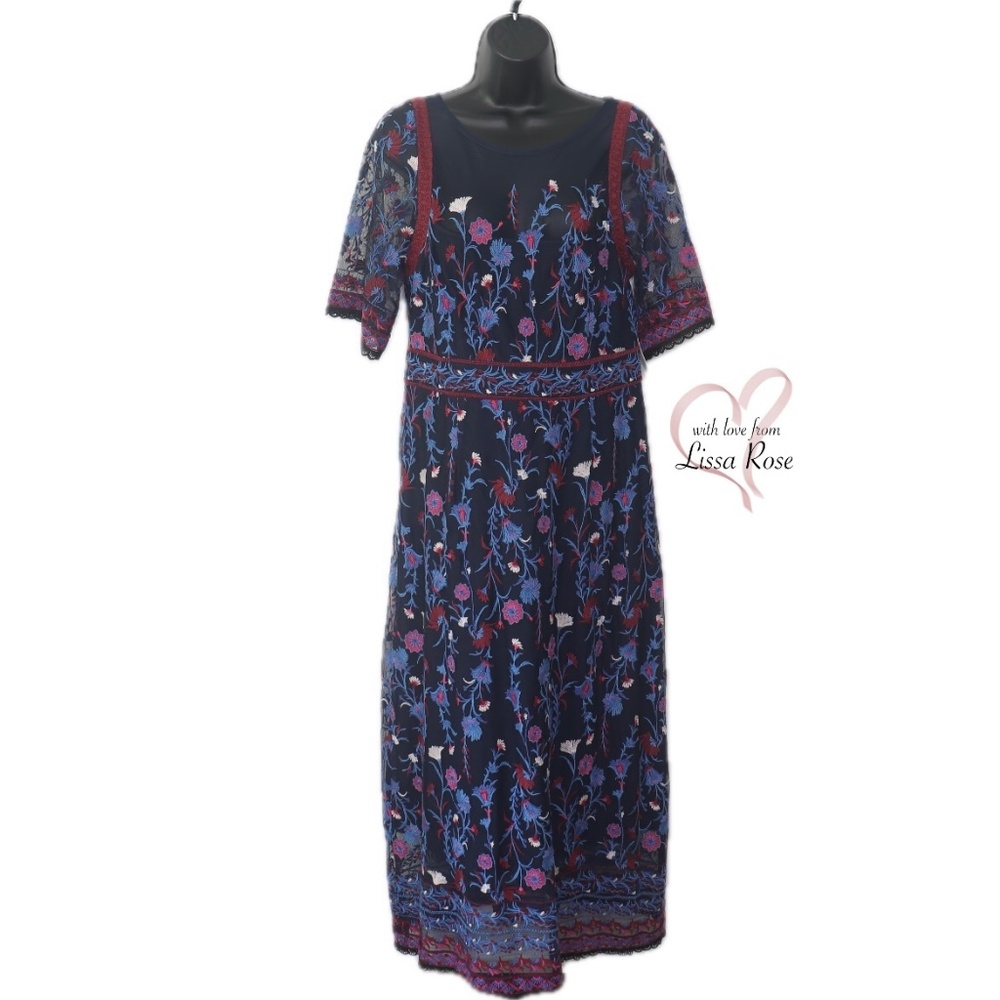 Mehreen Embroidered Floral Beaded Mesh Maxi Dress (Anthropologie)